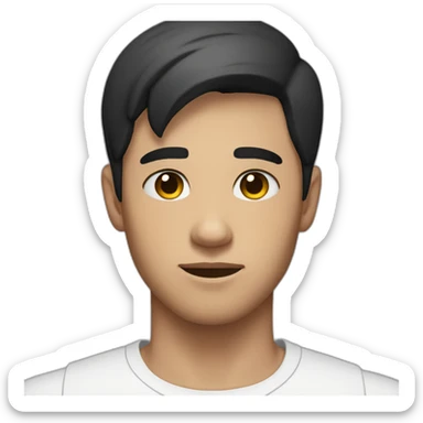 A 24 year old man with black short hair and a white shirt who is face palming sticker