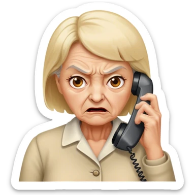 Short Blonde  70 year old woman on the phone angry sticker