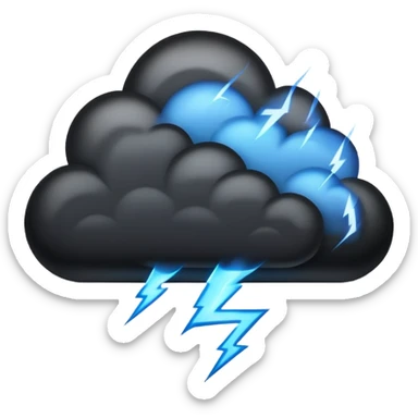 black cloud with blue lightning sticker