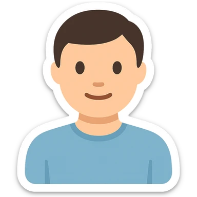 Enhance the 2D default user icon with more detailed subtle facial features and clothing details, maintaining the color-filled style, no background. sticker