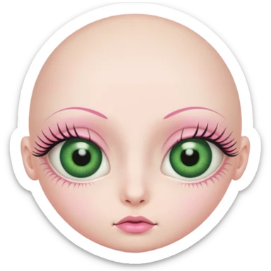 pink green eyeballs lashes no hair no lips sticker