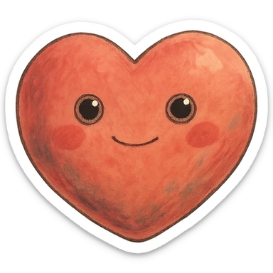 cute heart, ghibli style, no background sticker