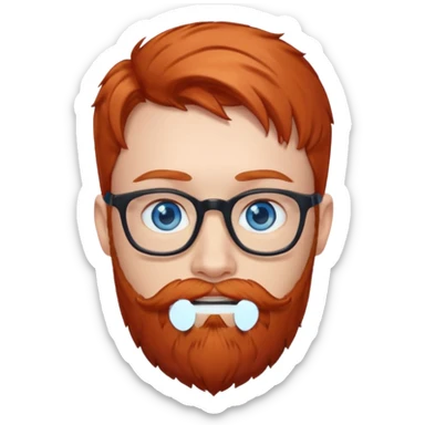 nerdy red head with blue eyes and beard sticker