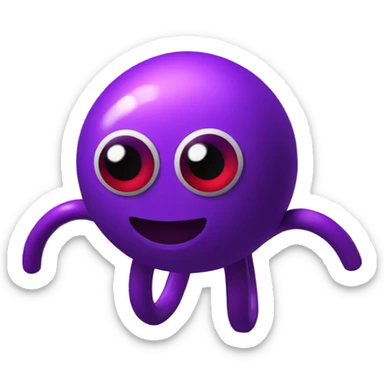 logo 3d character, dark purple little body: "thin bean ciclopede", with one big red, data-cubes EYE sticker
