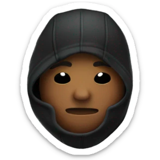 Person with Nike ski mask and black hoodie sticker