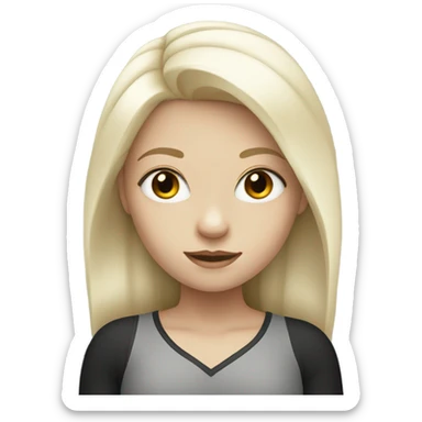 Pale girl with half white and half black hair sticker