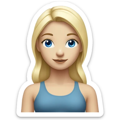 blonde girl doing yoga blue eyes sticker