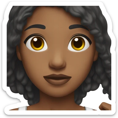 a woman, swimming teacher, dark skin, black hair, short, wearing a white shirt and black shorts, normal physical build, lower lip a little bigger than the top. sticker