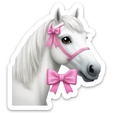 White horse with a pink bow  sticker