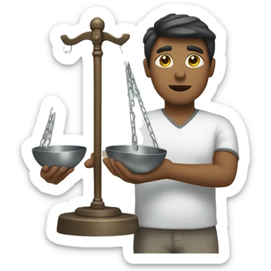 someone holding weighing scales sticker