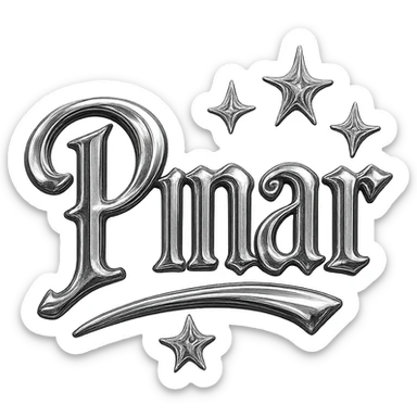 Write "Pınar" in this style, try majesty fonts. Add two or three stars around it so that it looks like this but it has a hand-drawn shape. sticker
