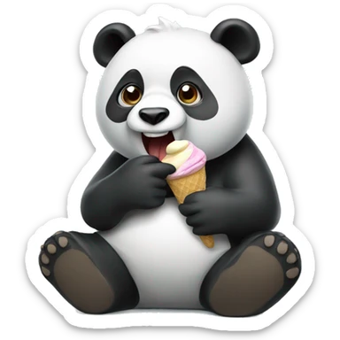 Panda eating ice cream sticker