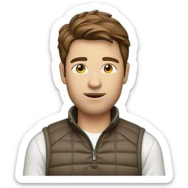 golfer with brown hair wearing gilet sticker