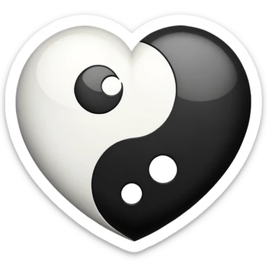 heart shaped yin yang black and white sticker