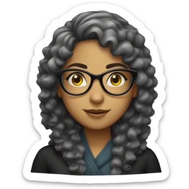 Long Curly haired Arab girl with glasses sticker