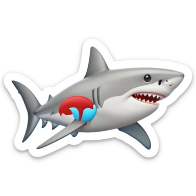 A shark emoji in the style of Apple emojis, with a simple and colorful design sticker