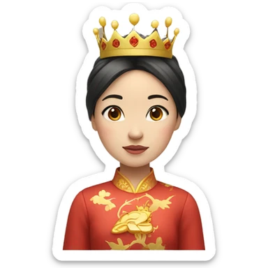 a chinese girl with a crown on top and a heart next to her sticker