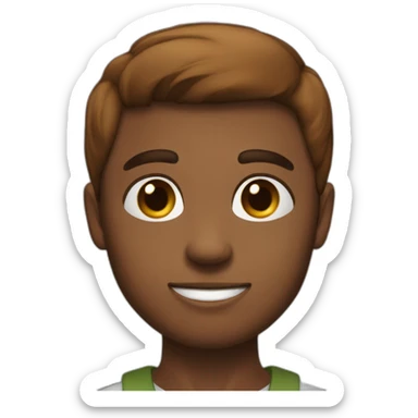 Garçon cheveux lisses marron yeux marron sticker