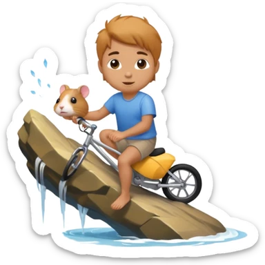 Me riding a hamster on a waterfall sticker