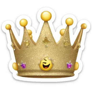 glittery crown with happy emotions on it, give it a smile sticker