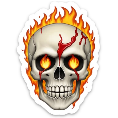 Soul Fire, in the style of gritty realism and your bleeding skull art sticker