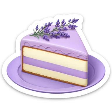 a cut out piece of an Aesthetic gorgeous beautiful pretty inspo Lavender cake with lavender flowers on a pastel plate  sticker