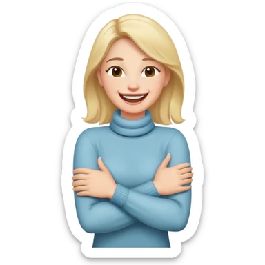 arms crossed holding neck laughing lady sticker