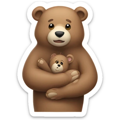 Bear hugging a human sticker