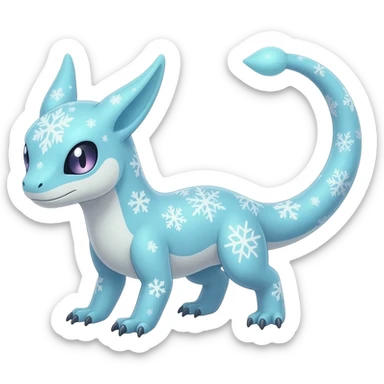 Shiny Glossy Pastel Light Divine Reptilian Beautiful Floral Snowy Pretty Absol-Amaura-Suicune-Cobalion-fusion, full body sticker