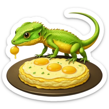 lizard eating omelette sticker