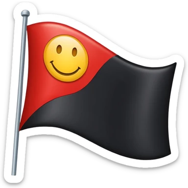 A wawy black and red rectangle with medium sized yellow circle in the middle flag sticker