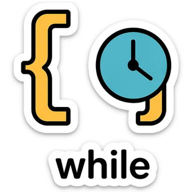 icon for 'while' with a clock or time element sticker