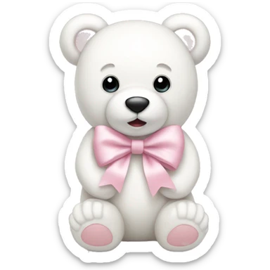White teddy bear with light pink bow sticker