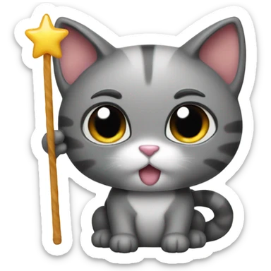 A squishie cat with a magic wand sticker