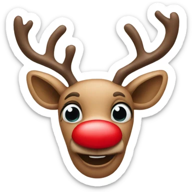 Red nose reindeer sticker