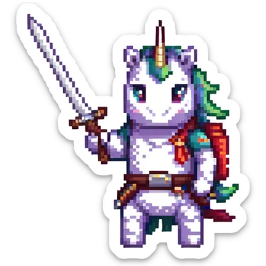 unicorn wielding a katana sticker