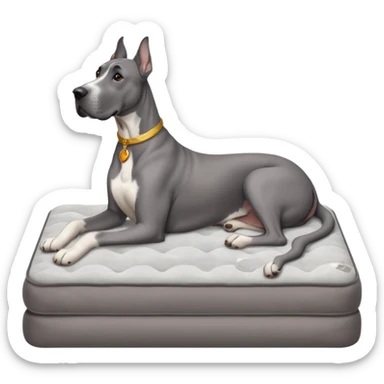 Gray Great Dane on king size mattress sticker