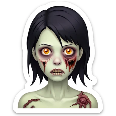 woman medium black hair zombie sticker