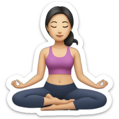 Asian woman doing yoga sticker