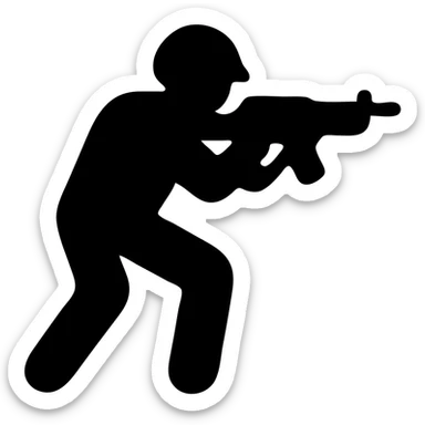 call of duty icon, camouflage pattern, action vibe, strong silhouette sticker