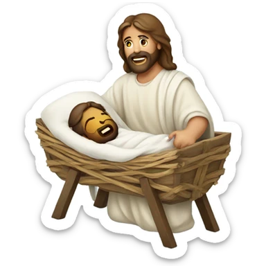 Jesus in a manger sticker