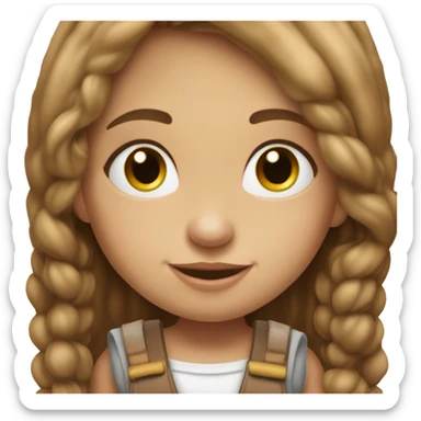 Niña de 2 años piel blanca y pelo café con 2 moños  sticker