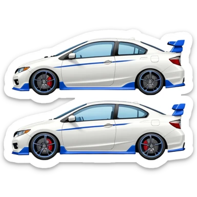 8th gen honda si white with blue spoiler sticker