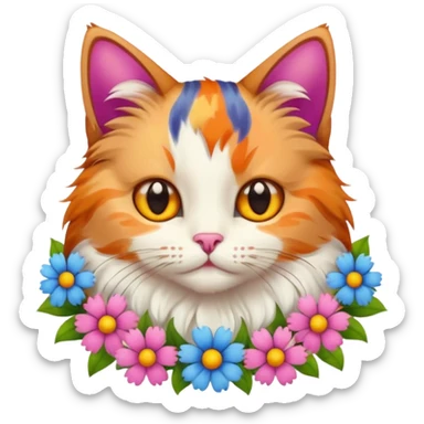 кіт з квітами sticker