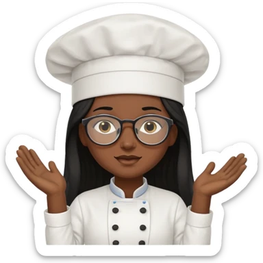 Profesora de pastelería morena con gafas y pelo negro largo sticker