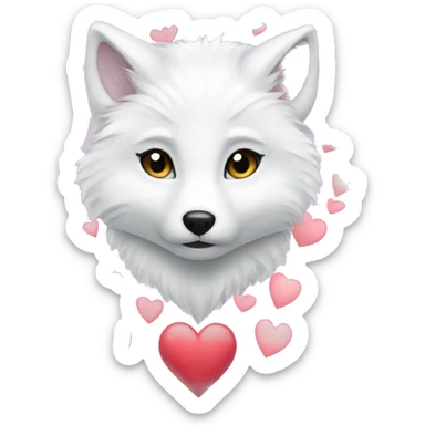 arctic fox with hearts inlove sticker