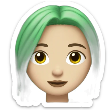 Billie Eilish with her green hair sticker