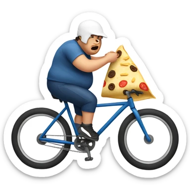 Fat white bike rider eating a burrito sticker