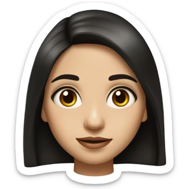 Hyper Realistic Beautiful Spanish girl brown eyes straight very long dark black hair  sticker