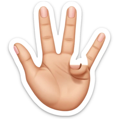 one hand emoji with 3 fingers in the middle up, and the thumb and little finger down, showing that 3 fingers are up sticker